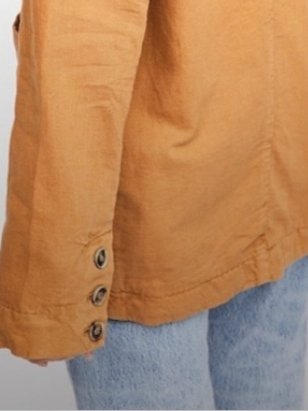 Free People Linen Blend Slouchy Blazer L Tan Rust Oversized Single Button - Picture 3 of 6